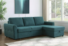 Samantha Blue Sleeper Sectional - furniture place usa