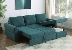 Samantha Blue Sleeper Sectional - furniture place usa