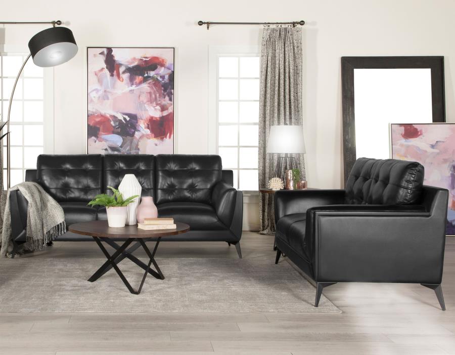 Moira Black 2 Pc Sofa Set - furniture place usa