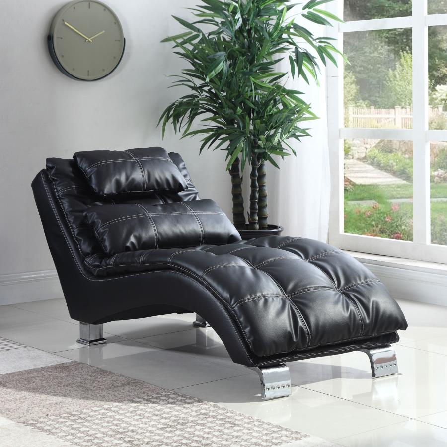 Dilleston Black Chaise - furniture place usa