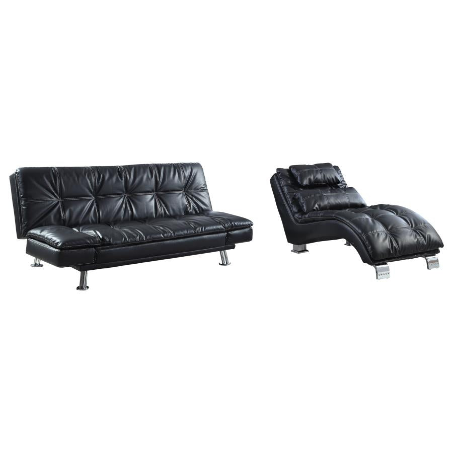 Dilleston Black Chaise - furniture place usa