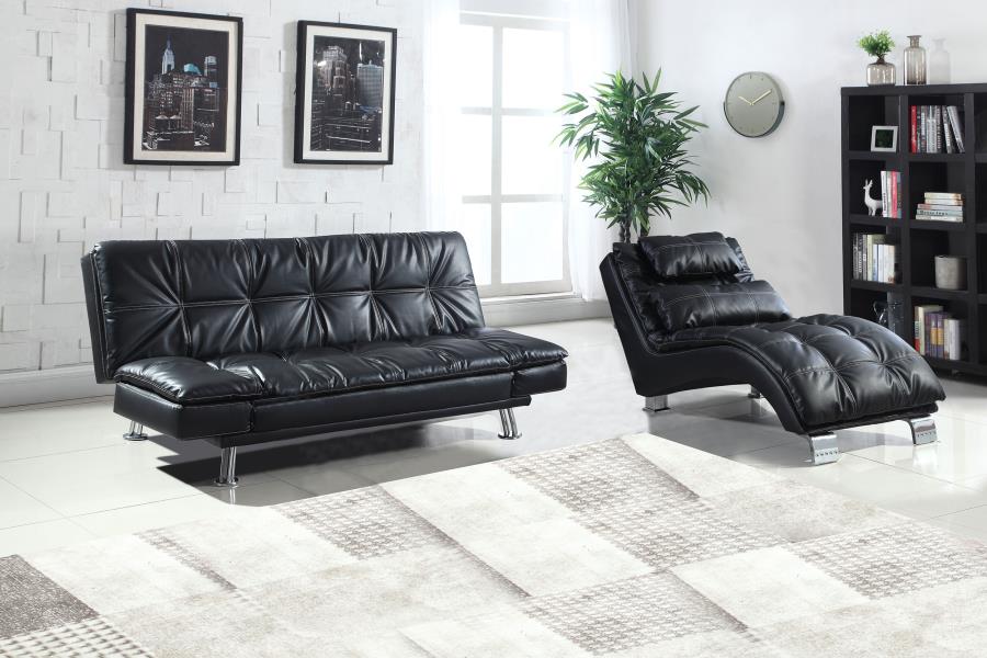 Dilleston Black Chaise - furniture place usa