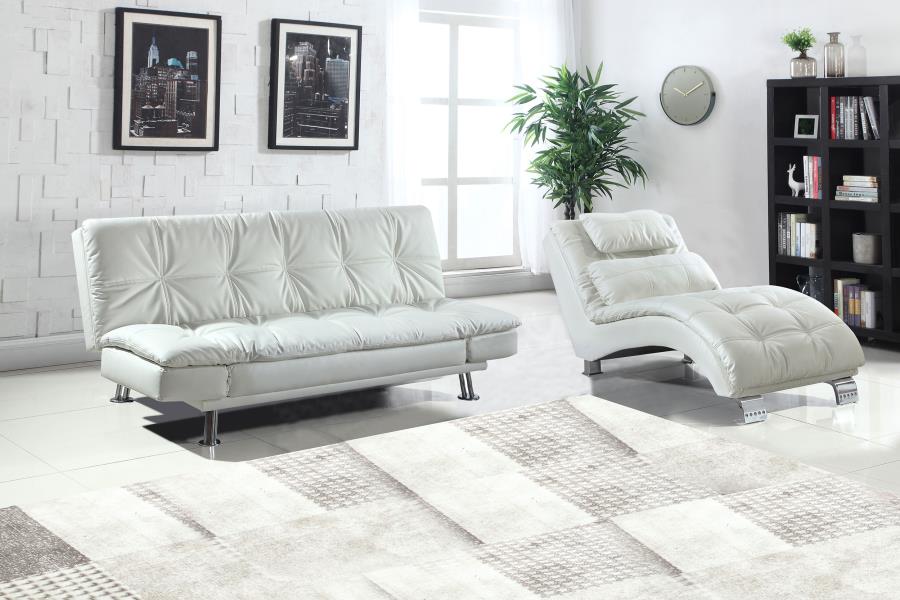 Dilleston White Chaise - furniture place usa