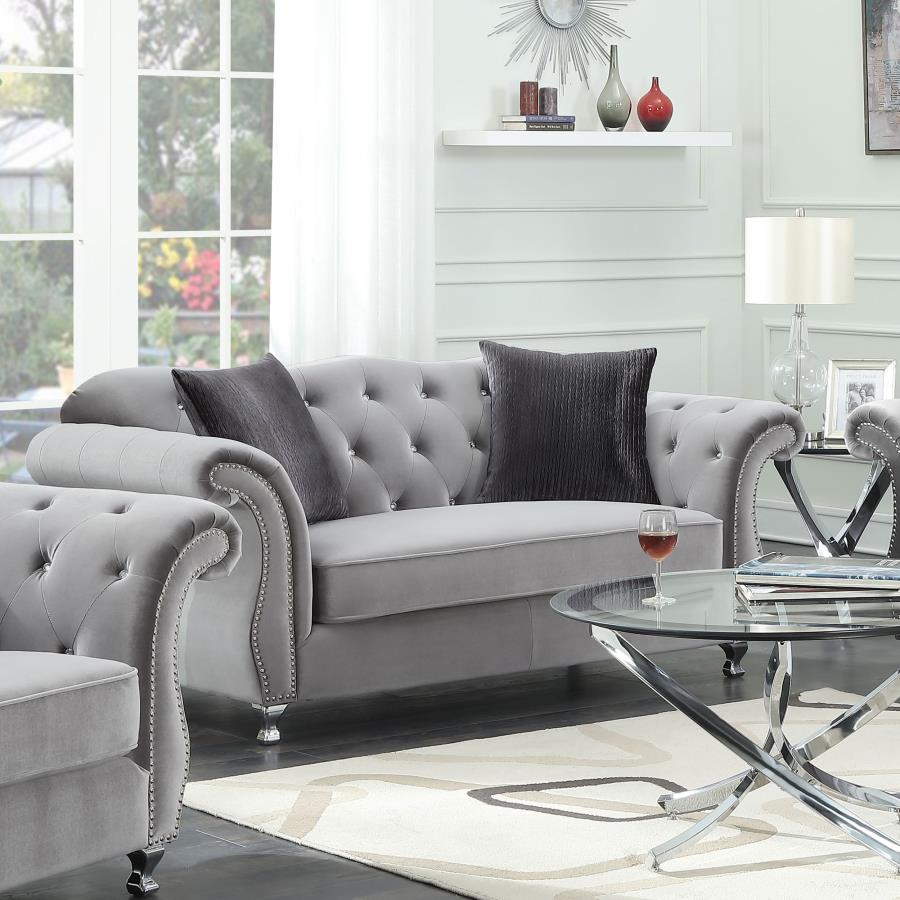 Frostine Silver Loveseat - furniture place usa