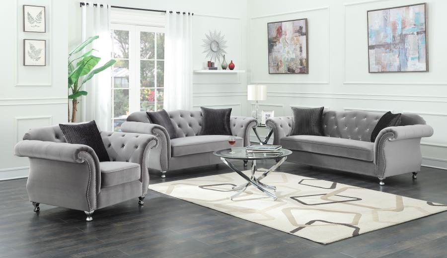 Frostine Silver Loveseat - furniture place usa