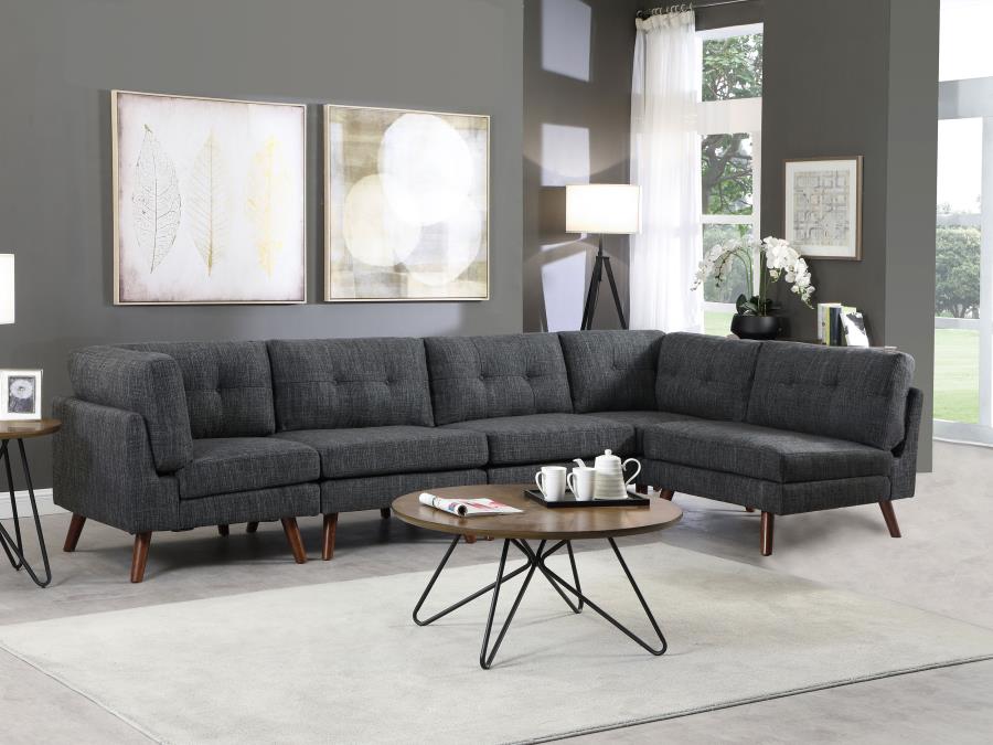 Churchill Grey 5 Pc Sectional - furniture place usa