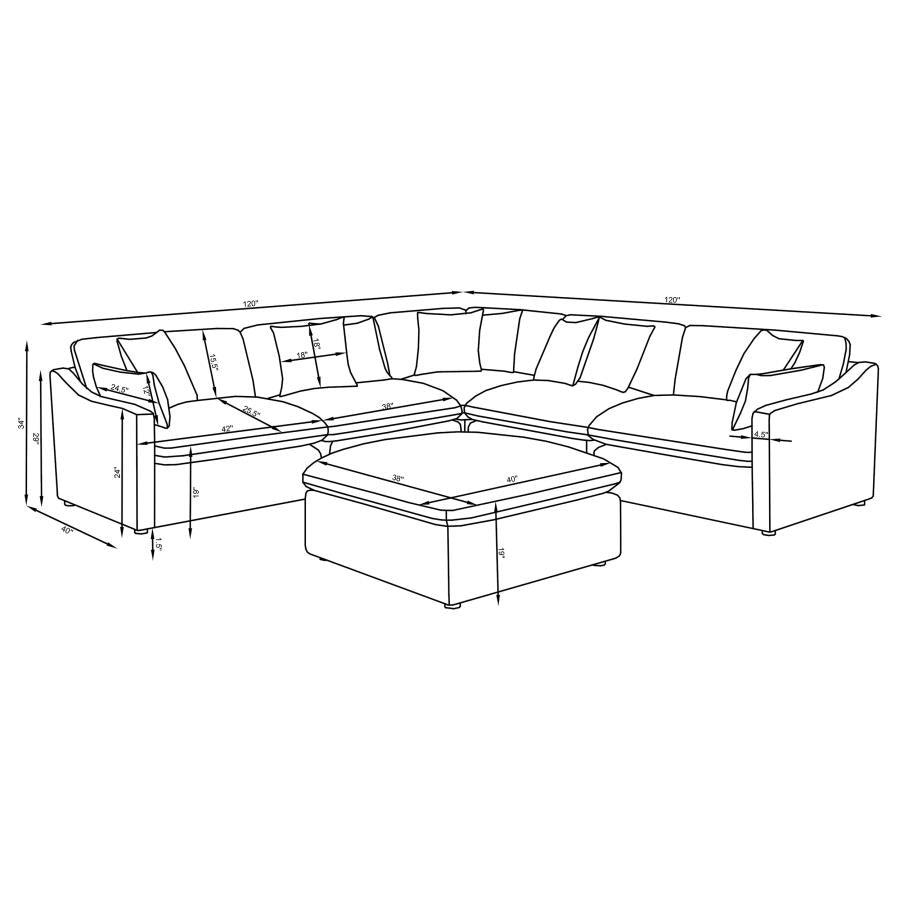 Hobson Ivory 6 Pc Sectional - furniture place usa