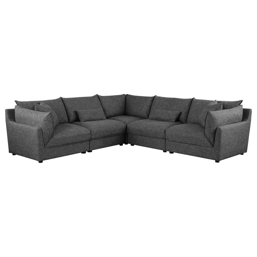 Sasha Black 5 Pc Sectional - furniture place usa