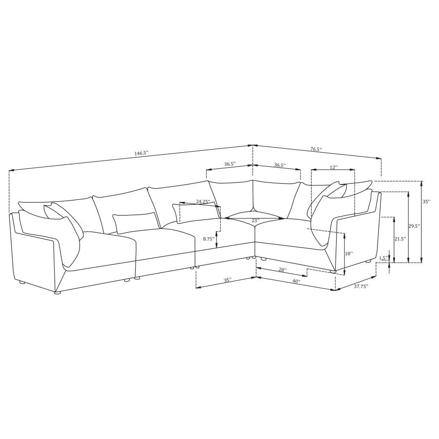 Sasha Black 5 Pc Sectional - furniture place usa