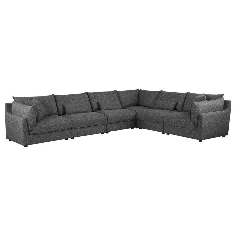 Sasha Black 6 Pc Sectional - furniture place usa