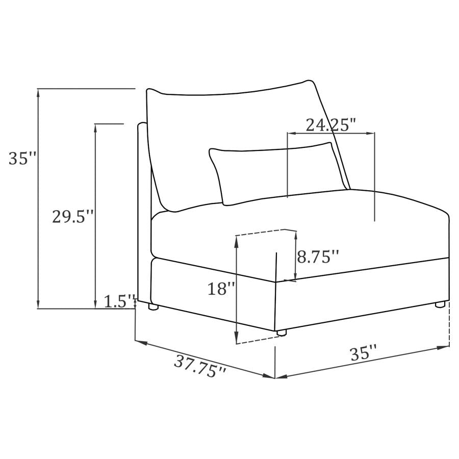 Sasha Black Armless Chair - furniture place usa