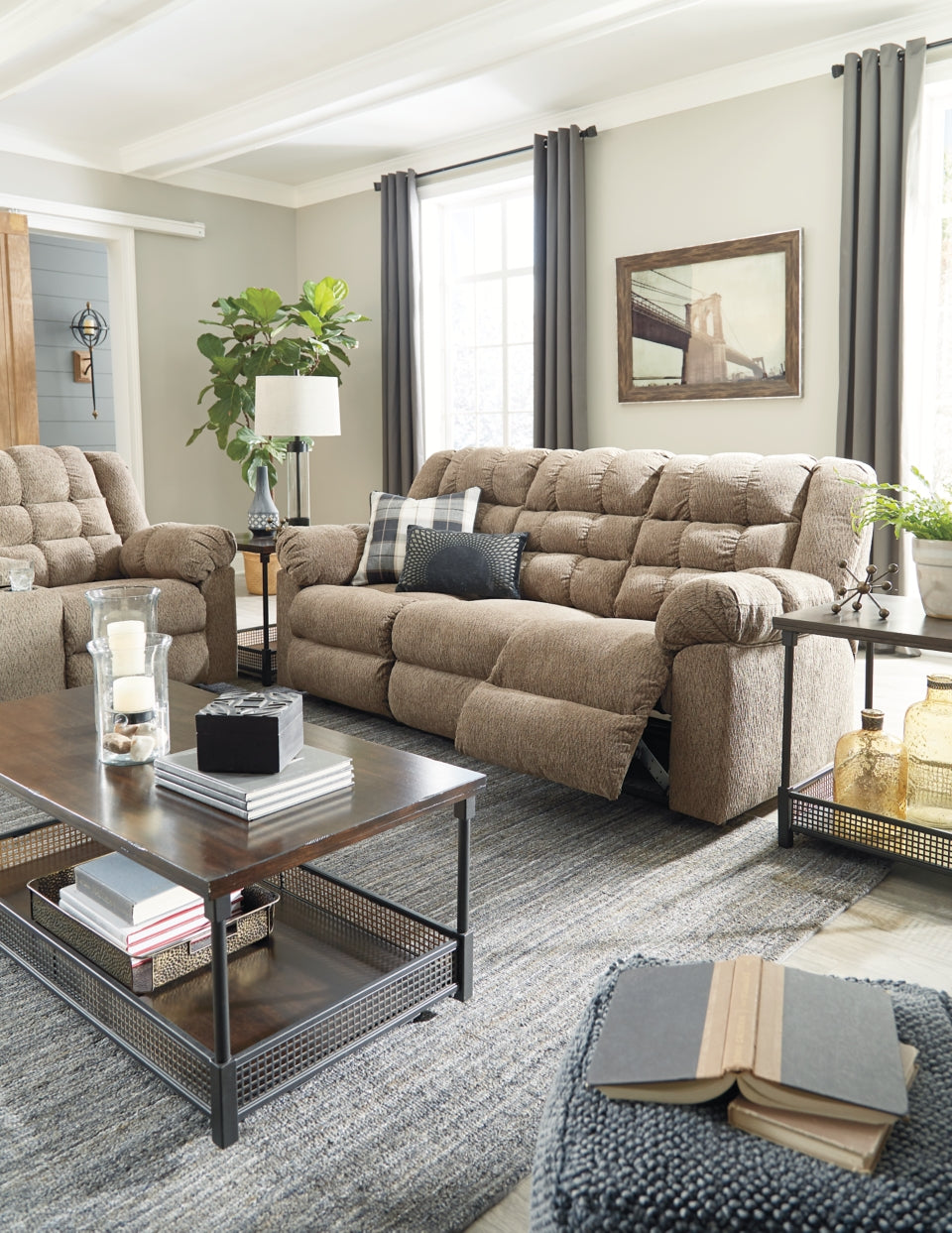 Workhorse Reclining Sofa and Loveseat - furniture place usa