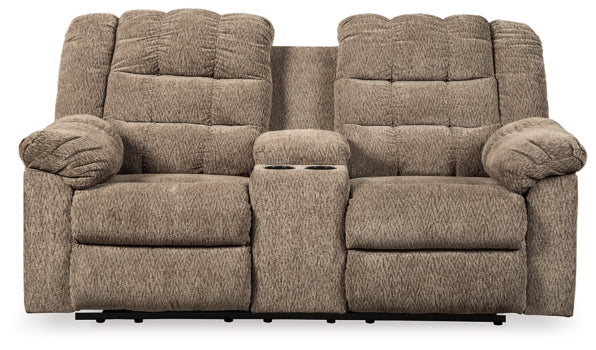 Workhorse Reclining Loveseat with Console - furniture place usa