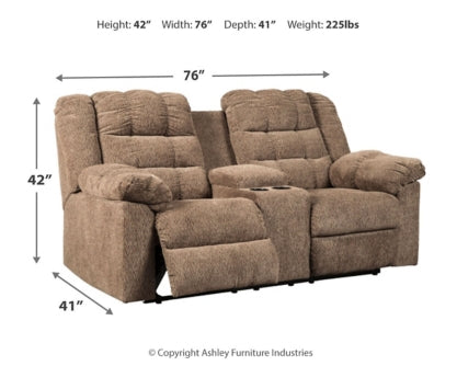 Workhorse Reclining Loveseat with Console - furniture place usa