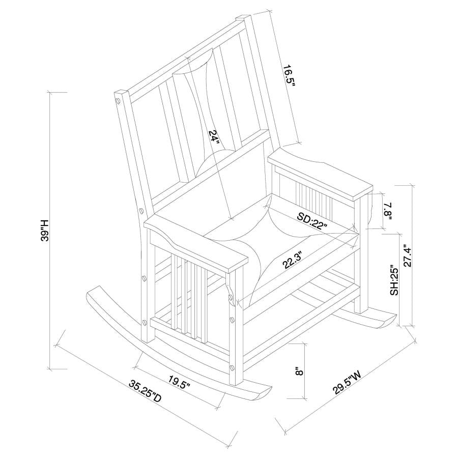 Ida Brown Rocking Chair - furniture place usa