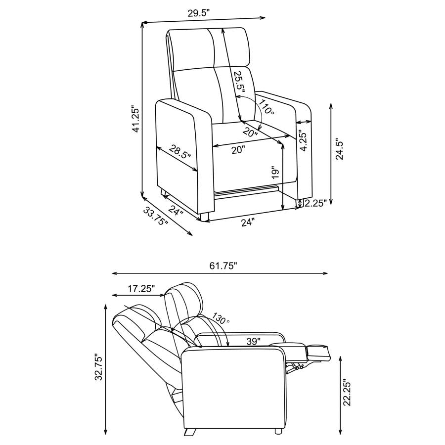 Toohey Black Push Back Recliner - furniture place usa