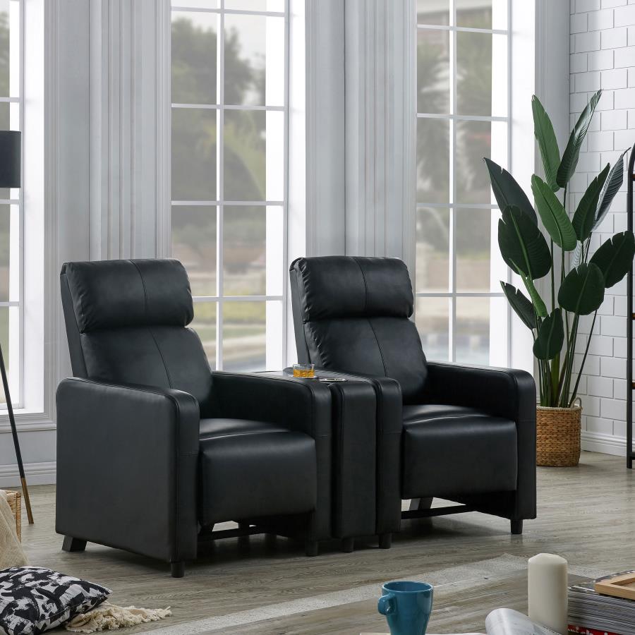 Toohey Black Push Back Recliner - furniture place usa