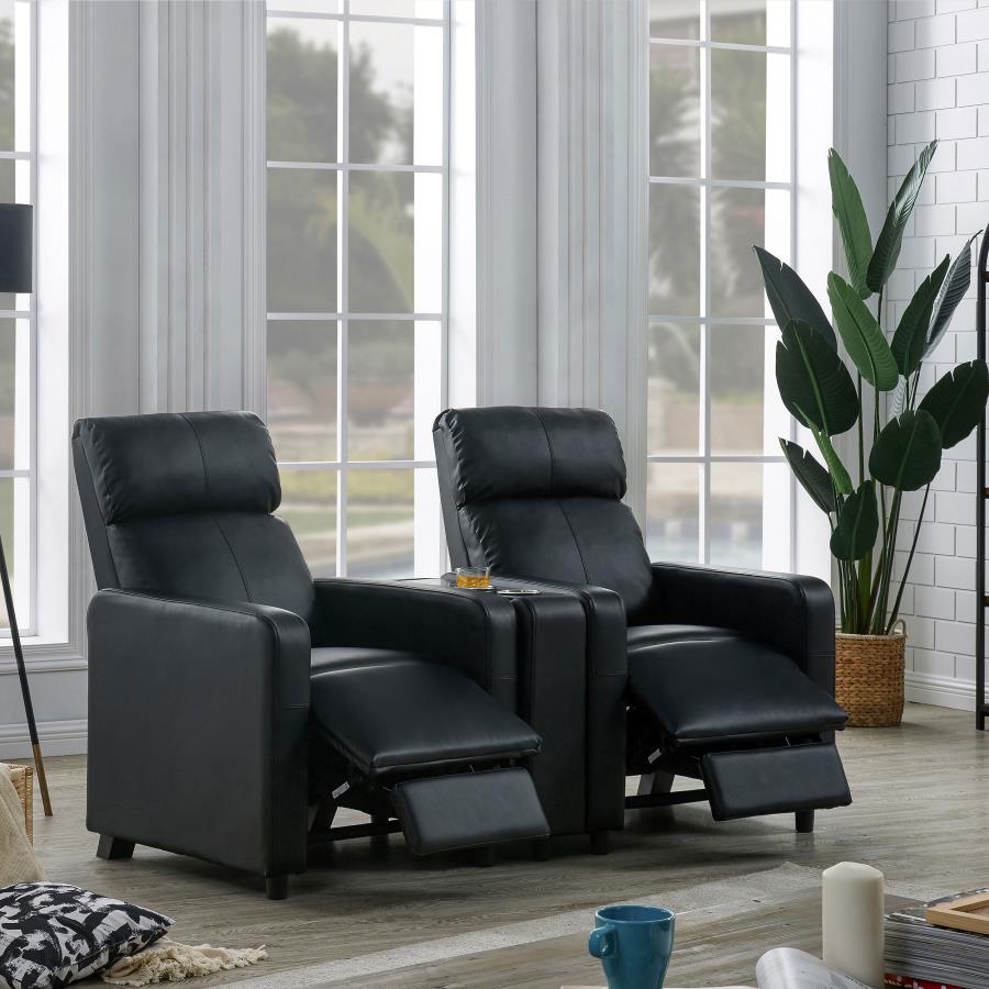 Toohey Black Push Back Recliner - furniture place usa