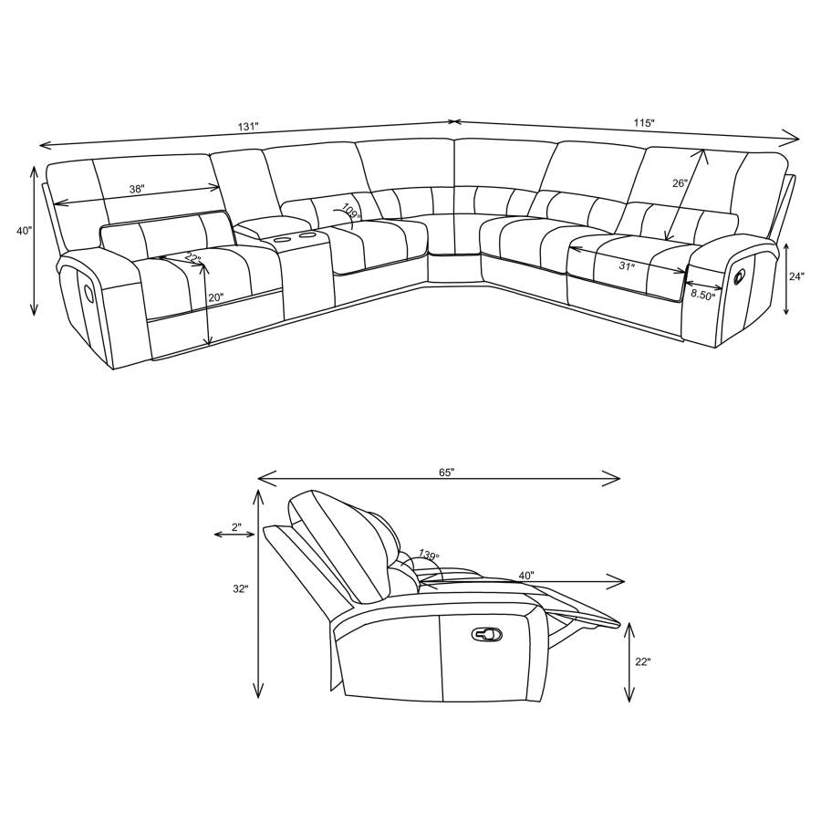 Brunson Brown 3 Pc Motion Sectional - furniture place usa