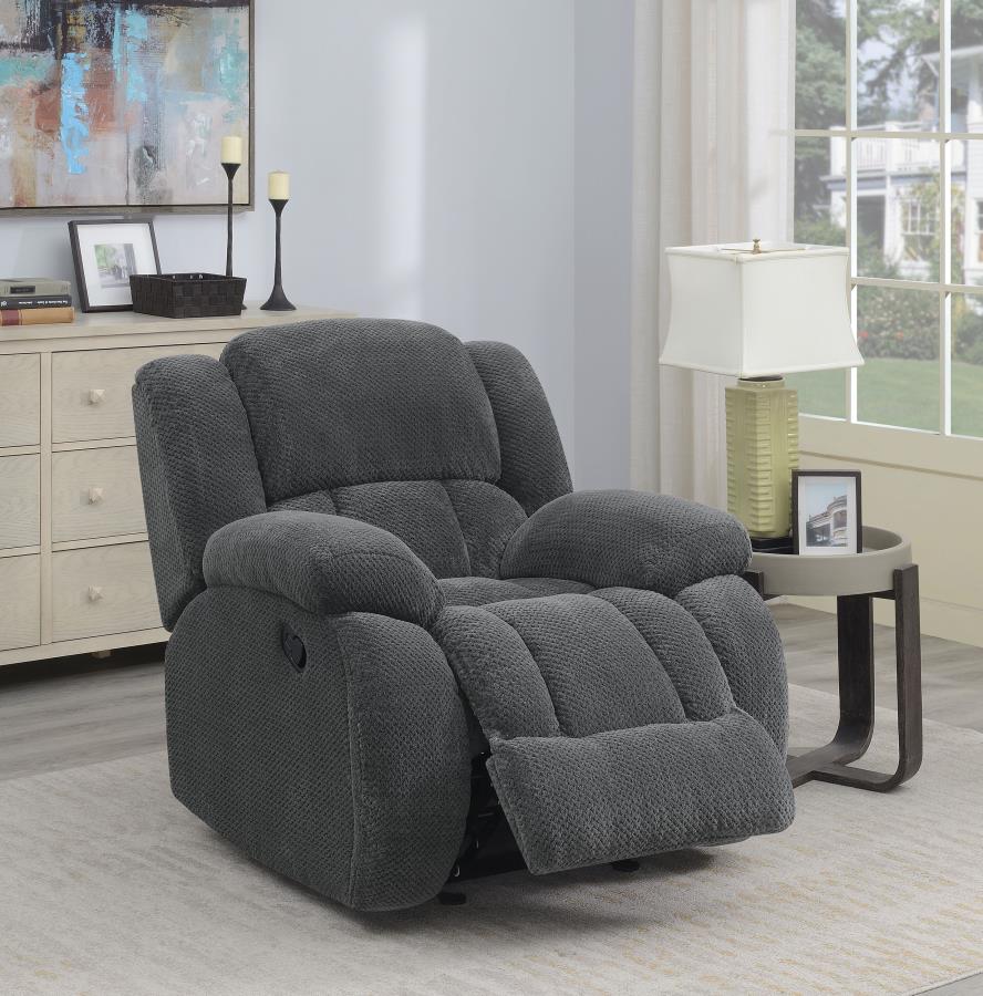 Weissman Grey Glider Recliner - furniture place usa