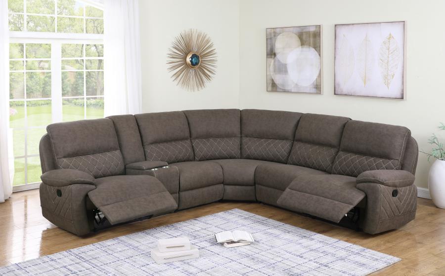 Variel Brown 6 Pc Motion Sectional - furniture place usa