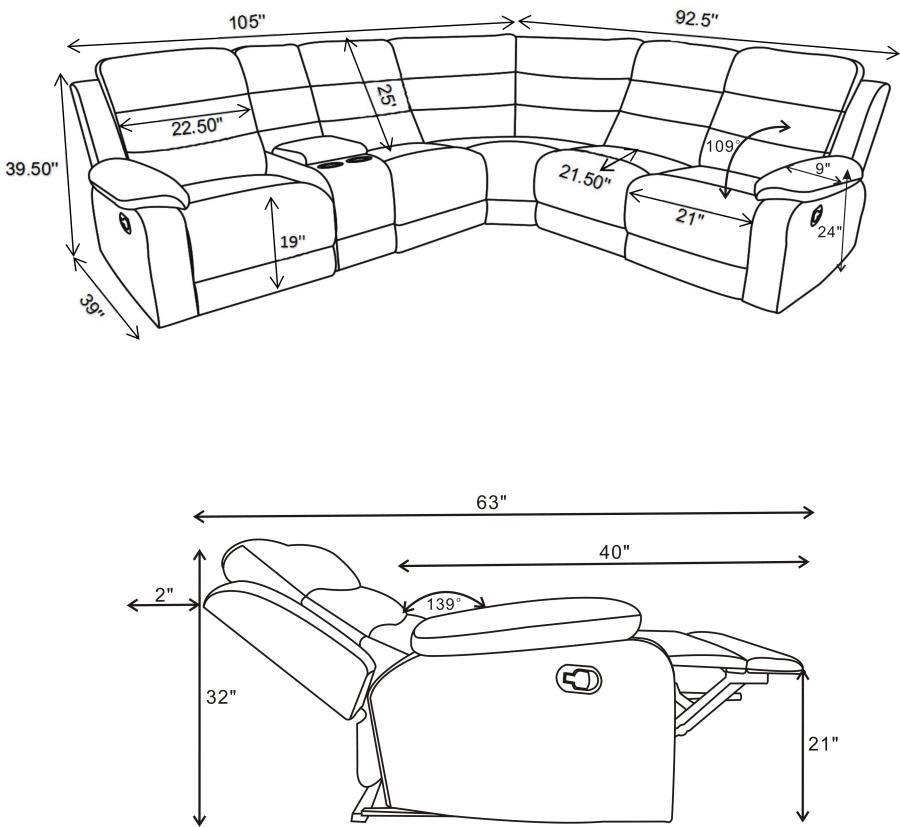 David Grey 3 Pc Motion Sectional - furniture place usa