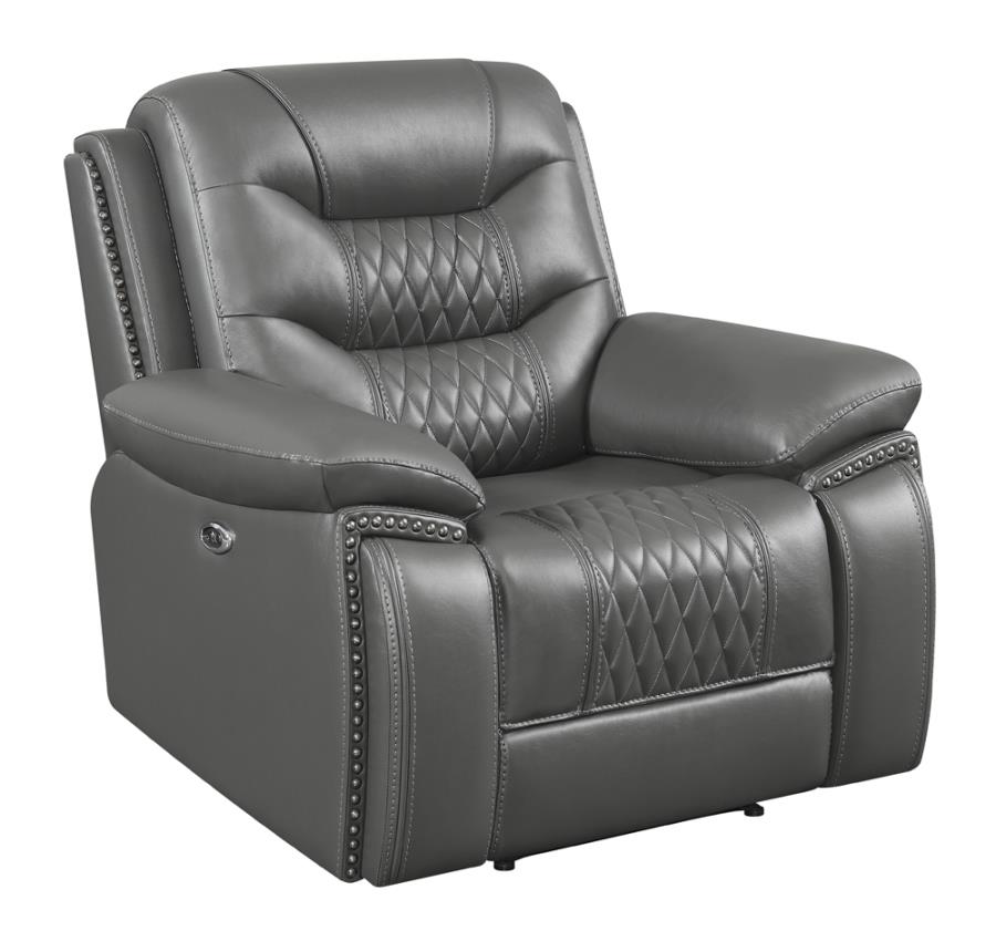 Flamenco Grey Power Recliner - furniture place usa