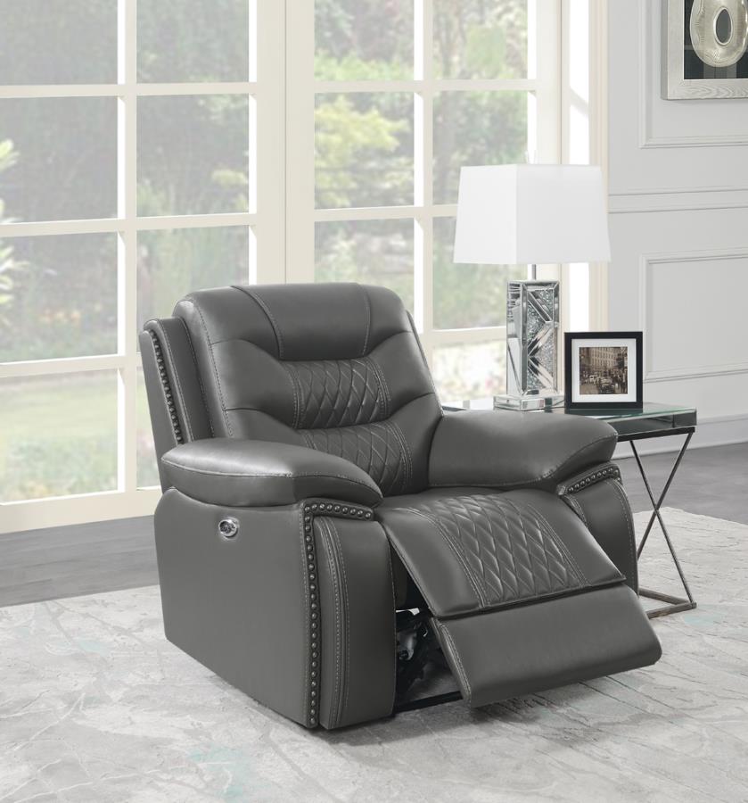 Flamenco Grey Power Recliner - furniture place usa