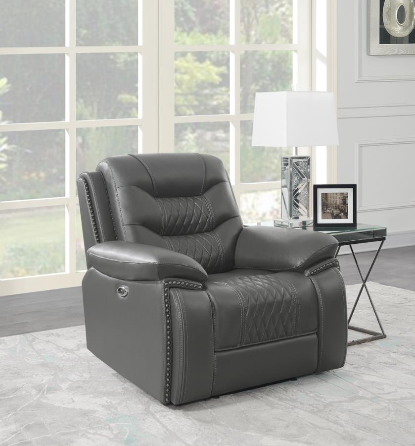 Flamenco Grey Power Recliner - furniture place usa