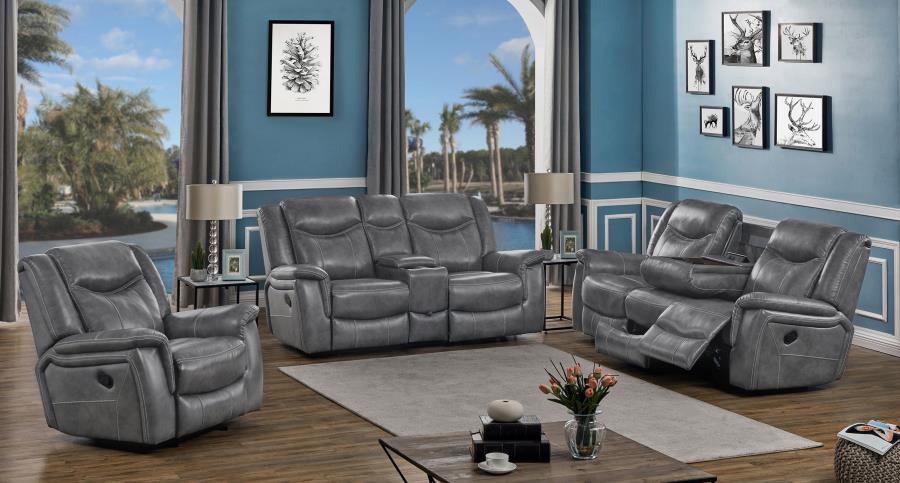 Conrad Grey Glider Loveseat W/ Power Outlet - furniture place usa