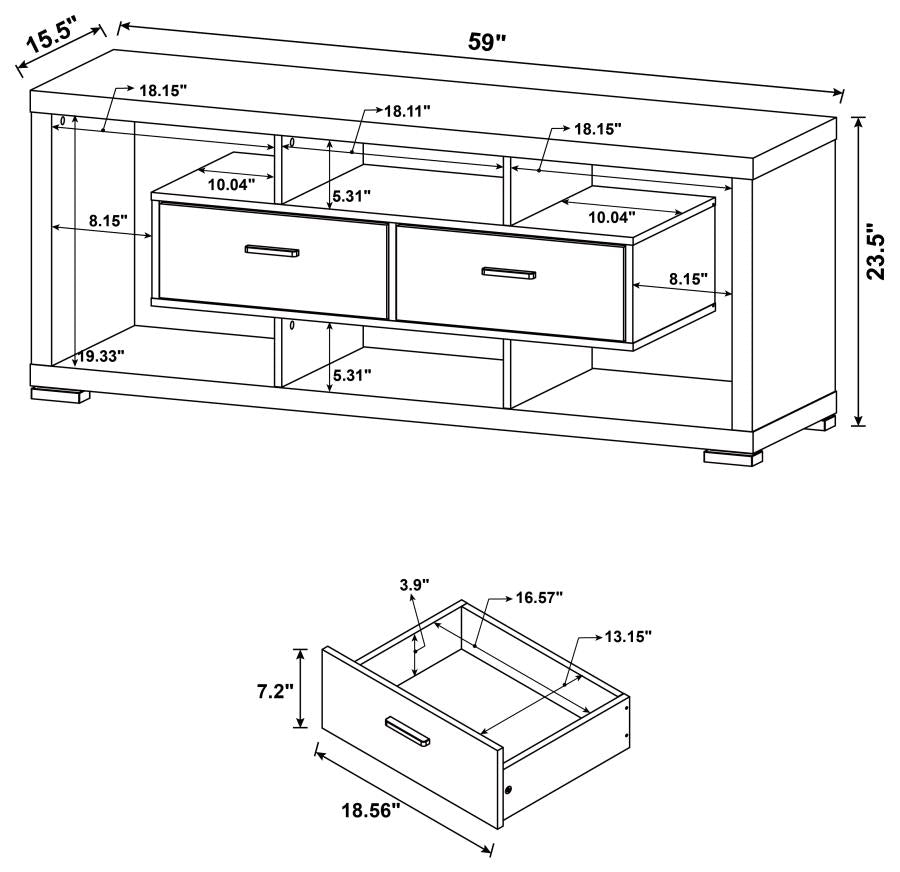 Darien White 59" Tv Stand - furniture place usa