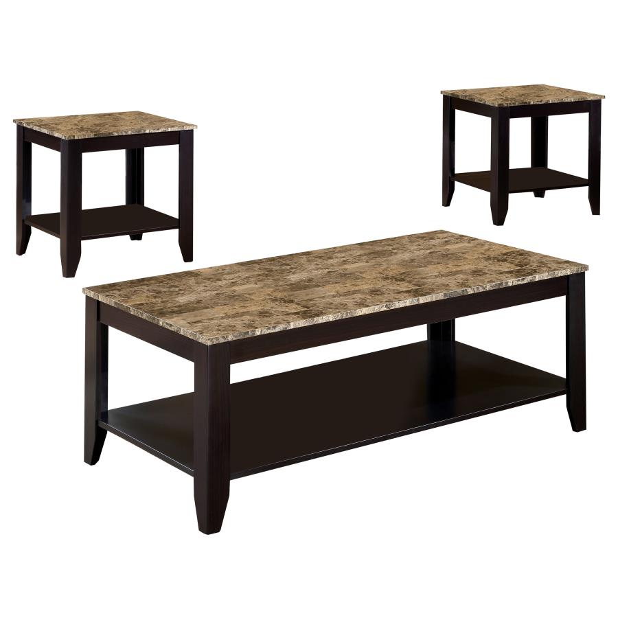 Flores Brown 3 Pc Coffee Table Set