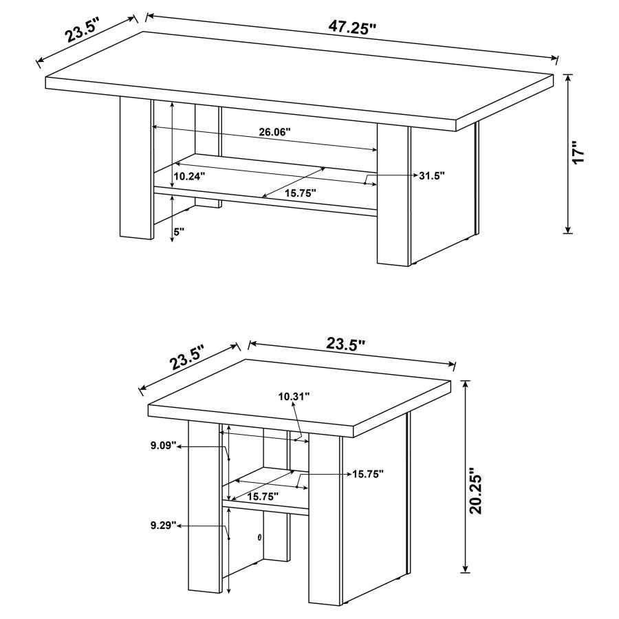 Rodez Black 3 Pc Coffee Table Set - furniture place usa