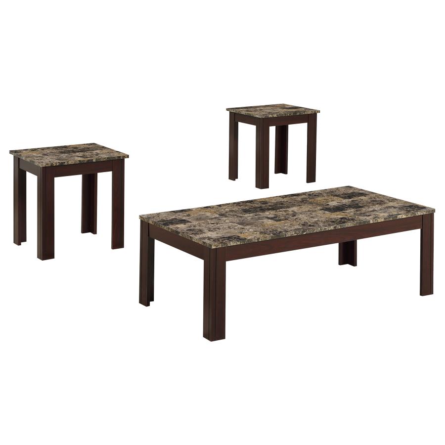 Rhodes Brown 3 Pc Coffee Table Set - furniture place usa