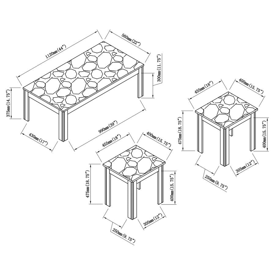 Rhodes Brown 3 Pc Coffee Table Set - furniture place usa