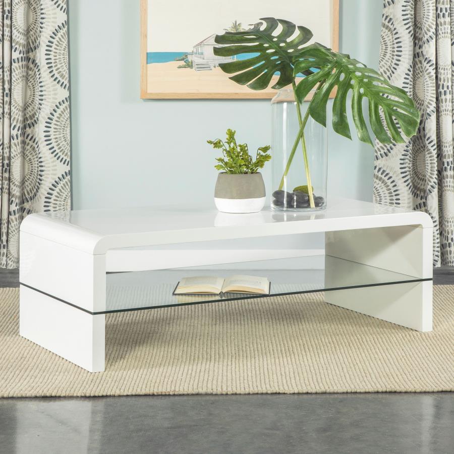 Airell White Coffee Table - furniture place usa