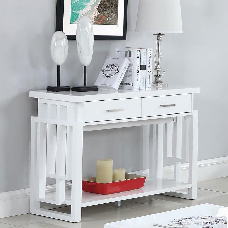 Schmitt White Sofa Table - furniture place usa