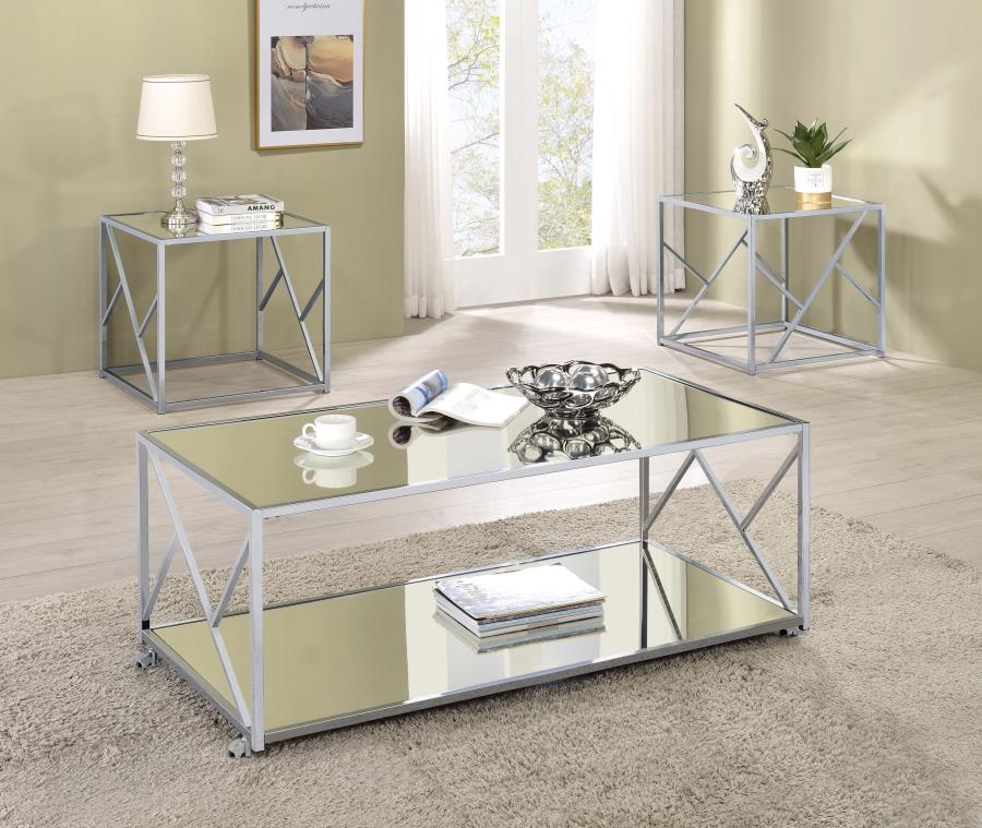 Provins Silver 3 Pc Coffee Table Set - furniture place usa