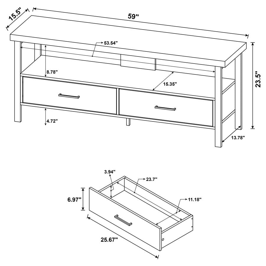 Ruston Brown 59" Tv Stand - furniture place usa