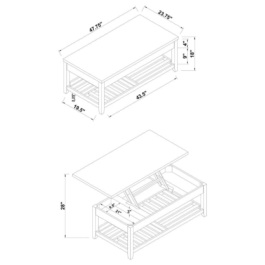 Cliffview Grey Lift Top Coffee Table - furniture place usa