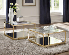 Renee Gold 2 Pc Coffee Table Set - furniture place usa