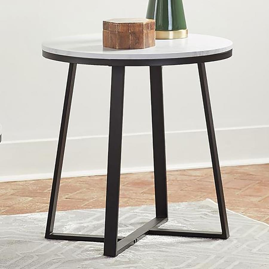 Hugo White End Table - furniture place usa