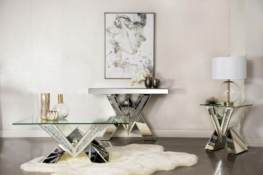 Taffeta Silver End Table - furniture place usa