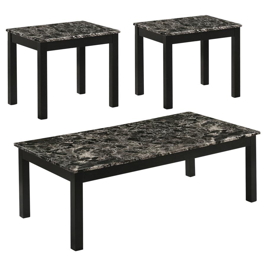 Darius Black 3 Pc Coffee Table Set - furniture place usa