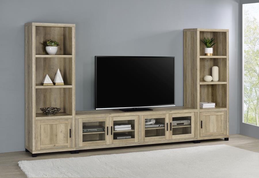 Sachin Brown 3 Pc Entertainment Center - furniture place usa