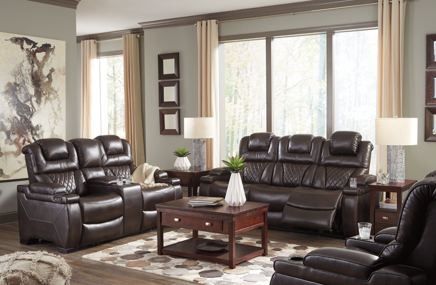 Warnerton Power Reclining Sofa and Loveseat with Power Recliner - furniture place usa