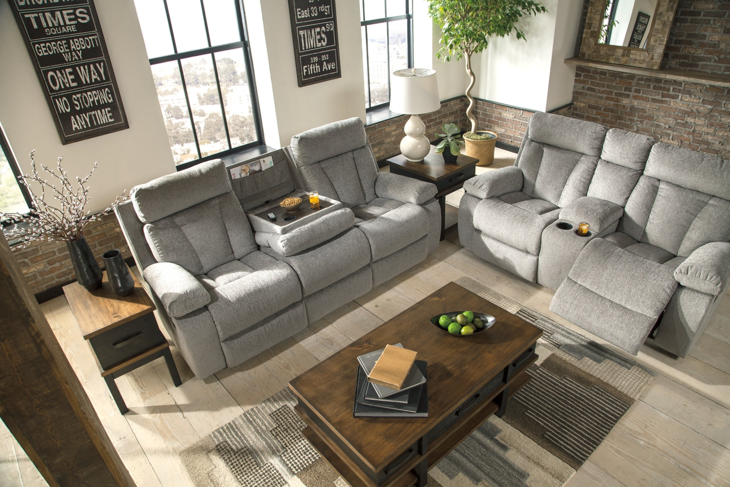 Mitchiner Reclining Sofa with Drop Down Table - furniture place usa