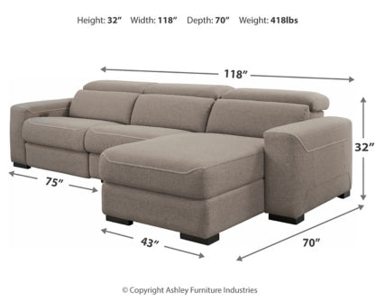 Mabton 3-Piece Sectional with Recliner - PKG002339 - furniture place usa