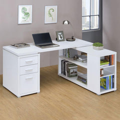 Yvette White L-shape Desk - furniture place usa