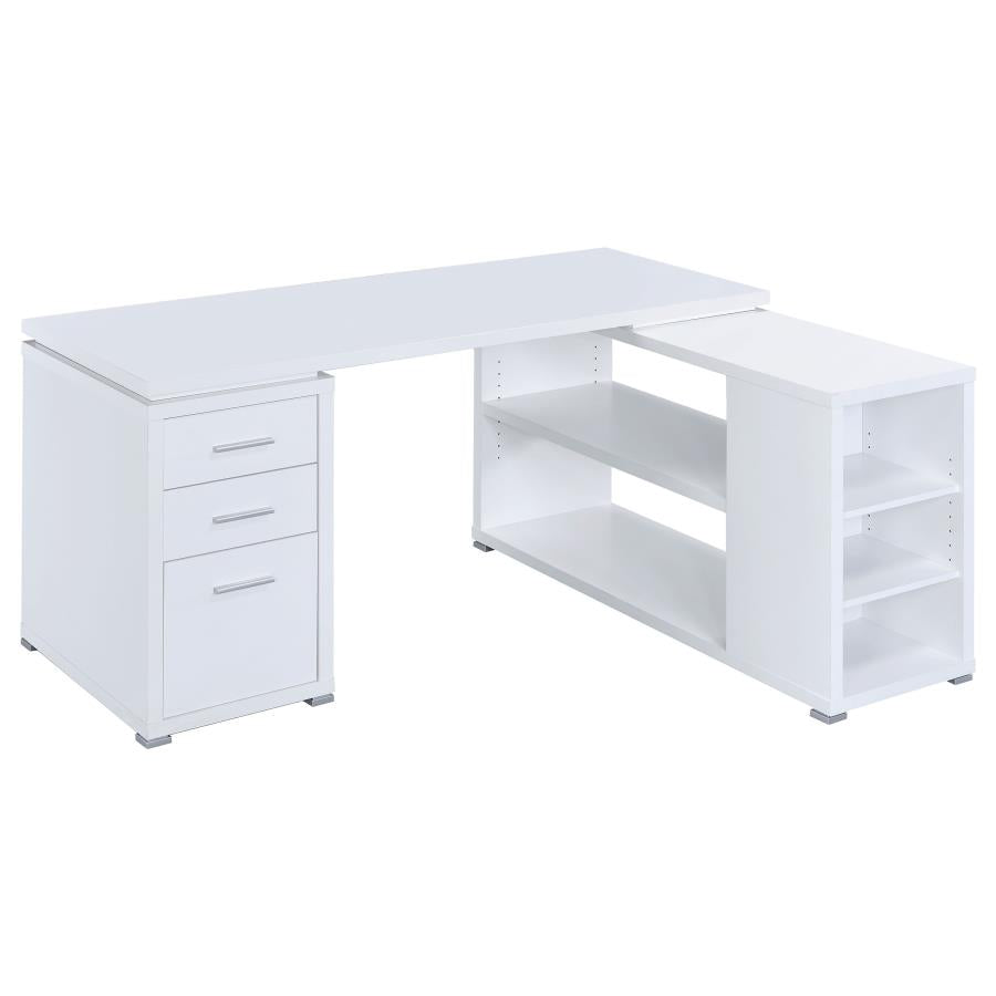 Yvette White L-shape Desk - furniture place usa